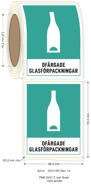 Dekal på rulle - Ofärgat glas