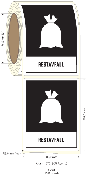 Dekal på rulle - Restavfall