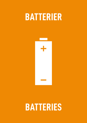 Skyltdekal A4 Batterier